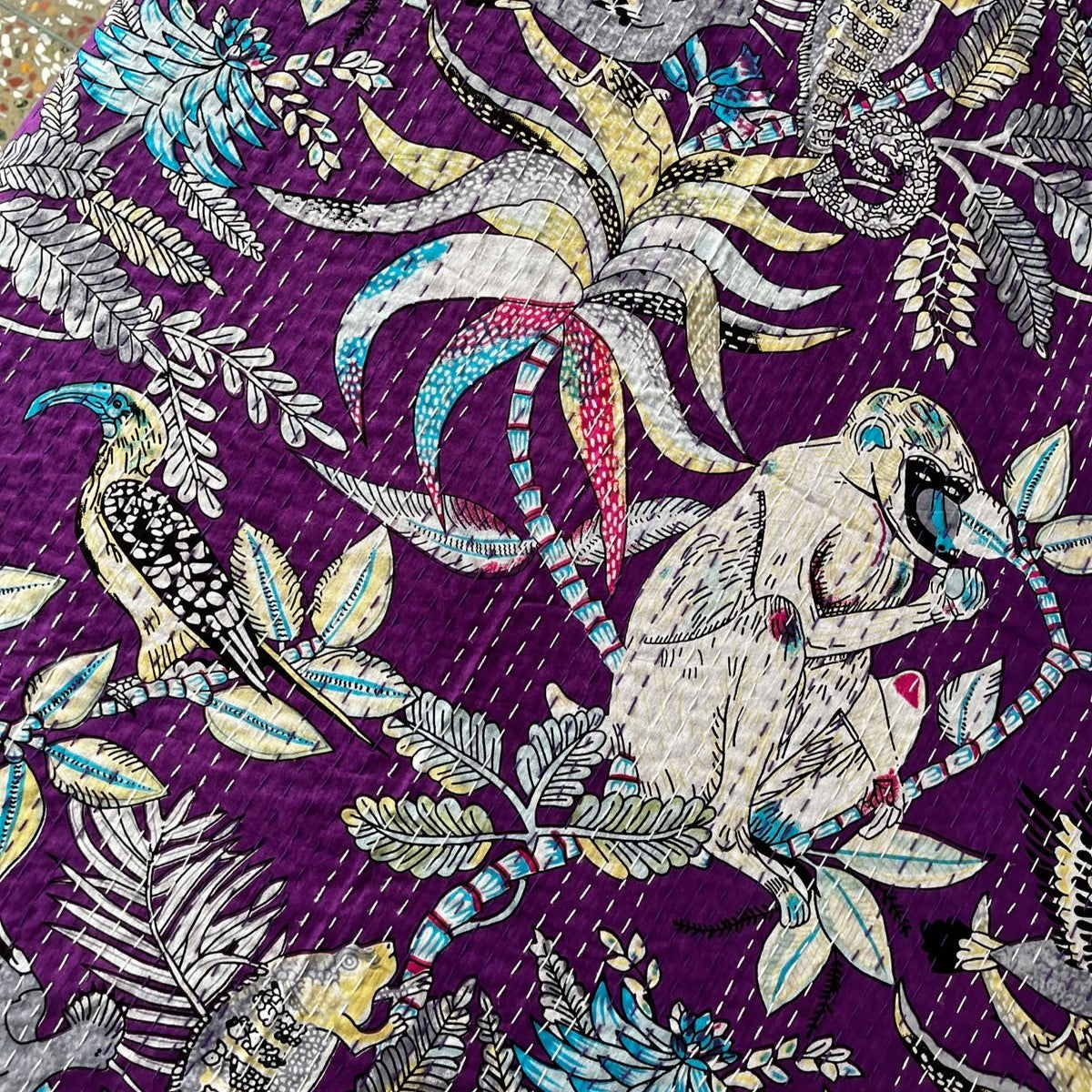 Jamun - Kantha Stitch Bedcover