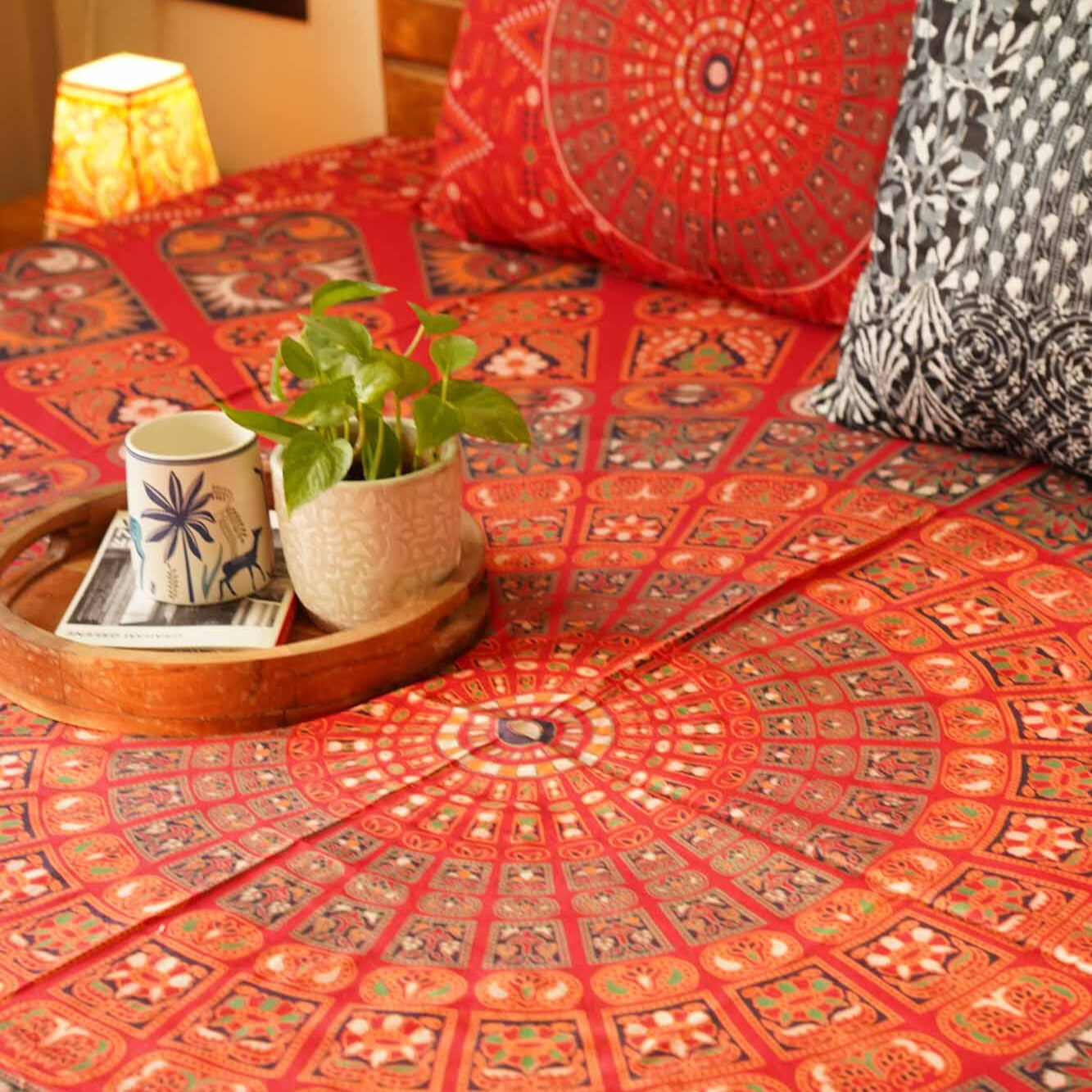 Mandala Red - Single Bed Bedsheet (60x90 Inches)