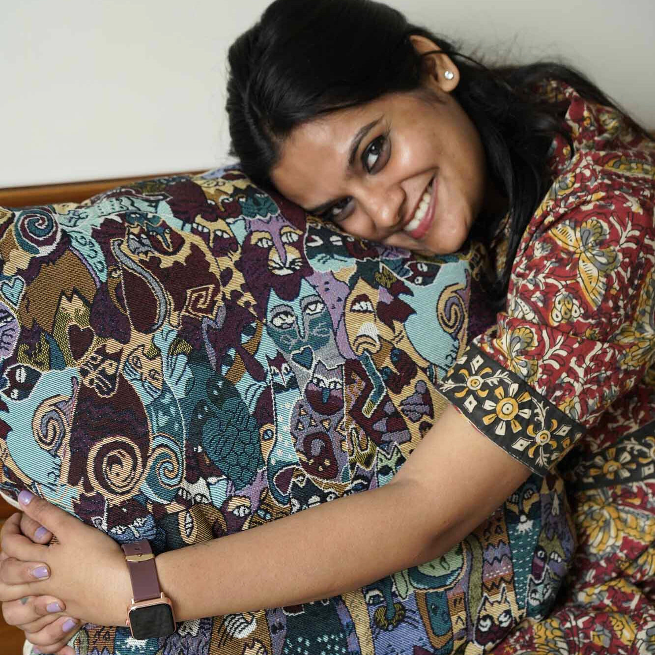 Cats Jacquard Cushion Cover