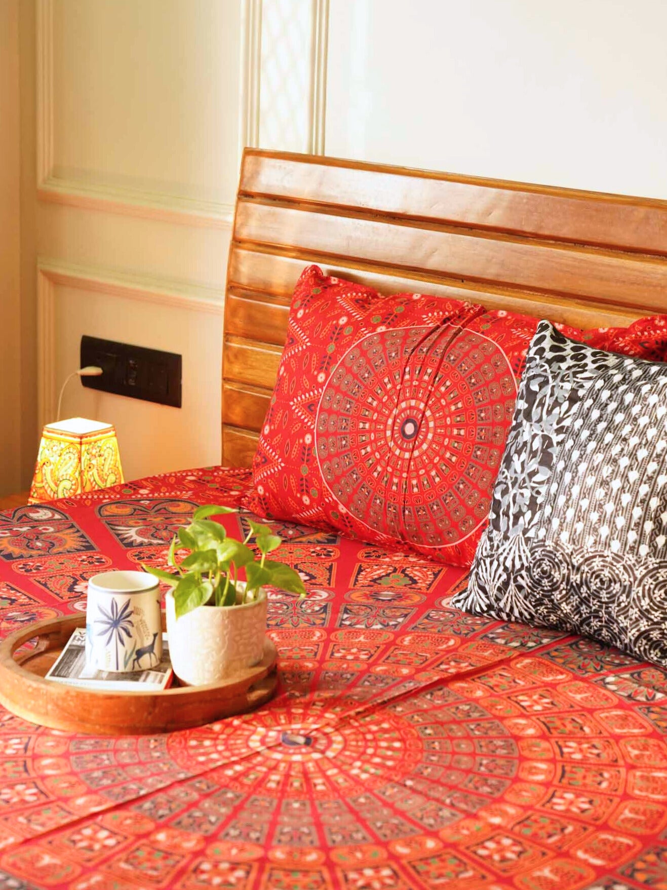 Mandala Red - Single Bed Bedsheet (60x90 Inches)
