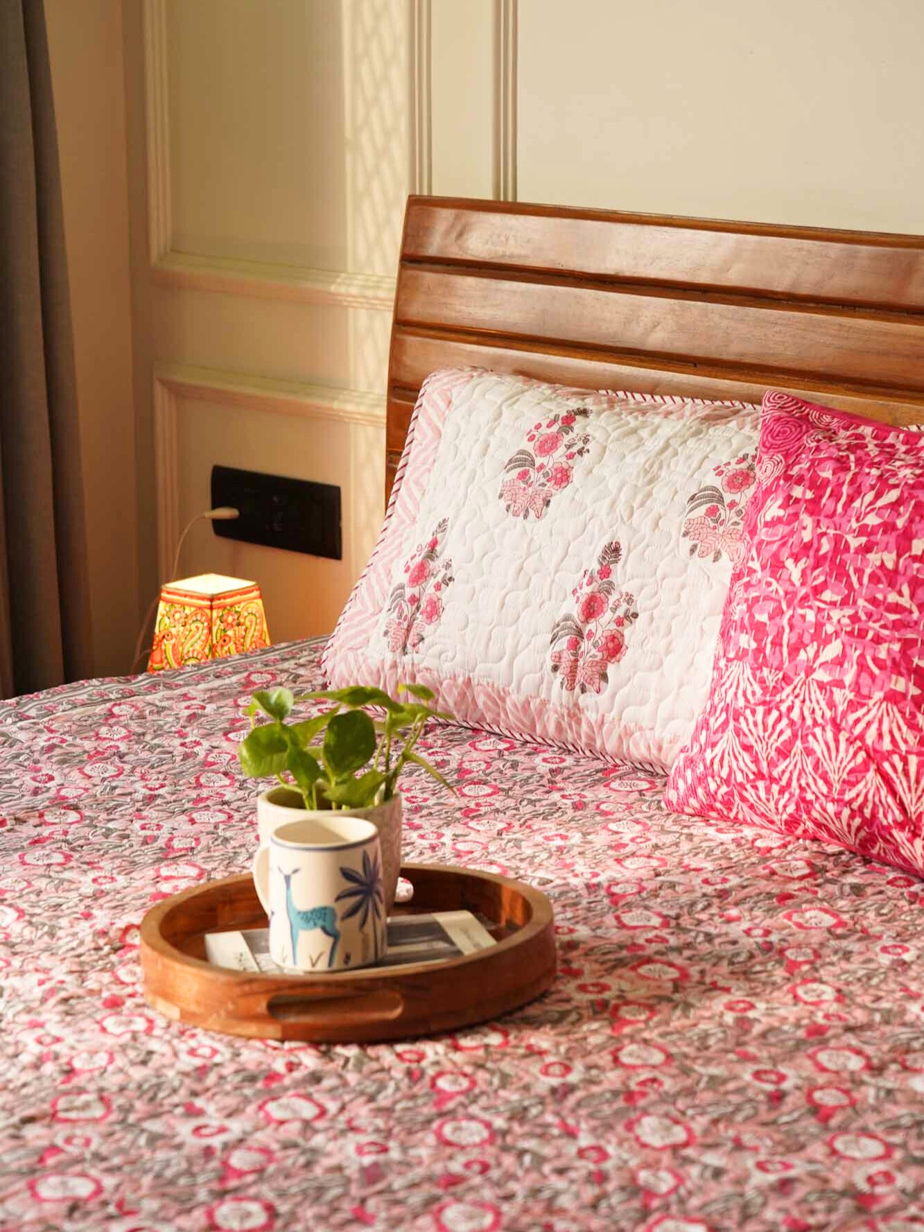 Mallika - Quilted and Reversible Handblock Bedcover I Comforter