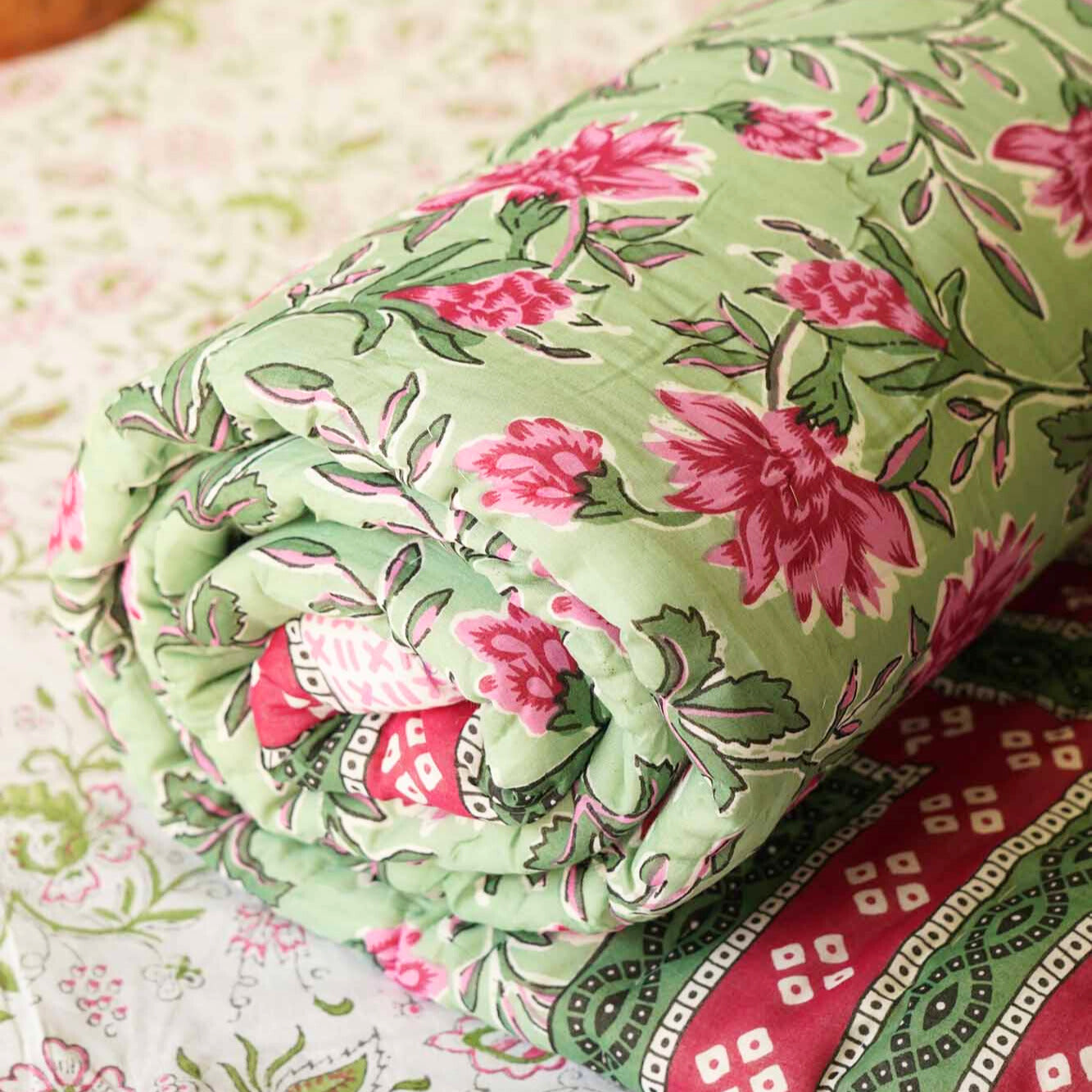 Baagh Green - Razai I Comforter