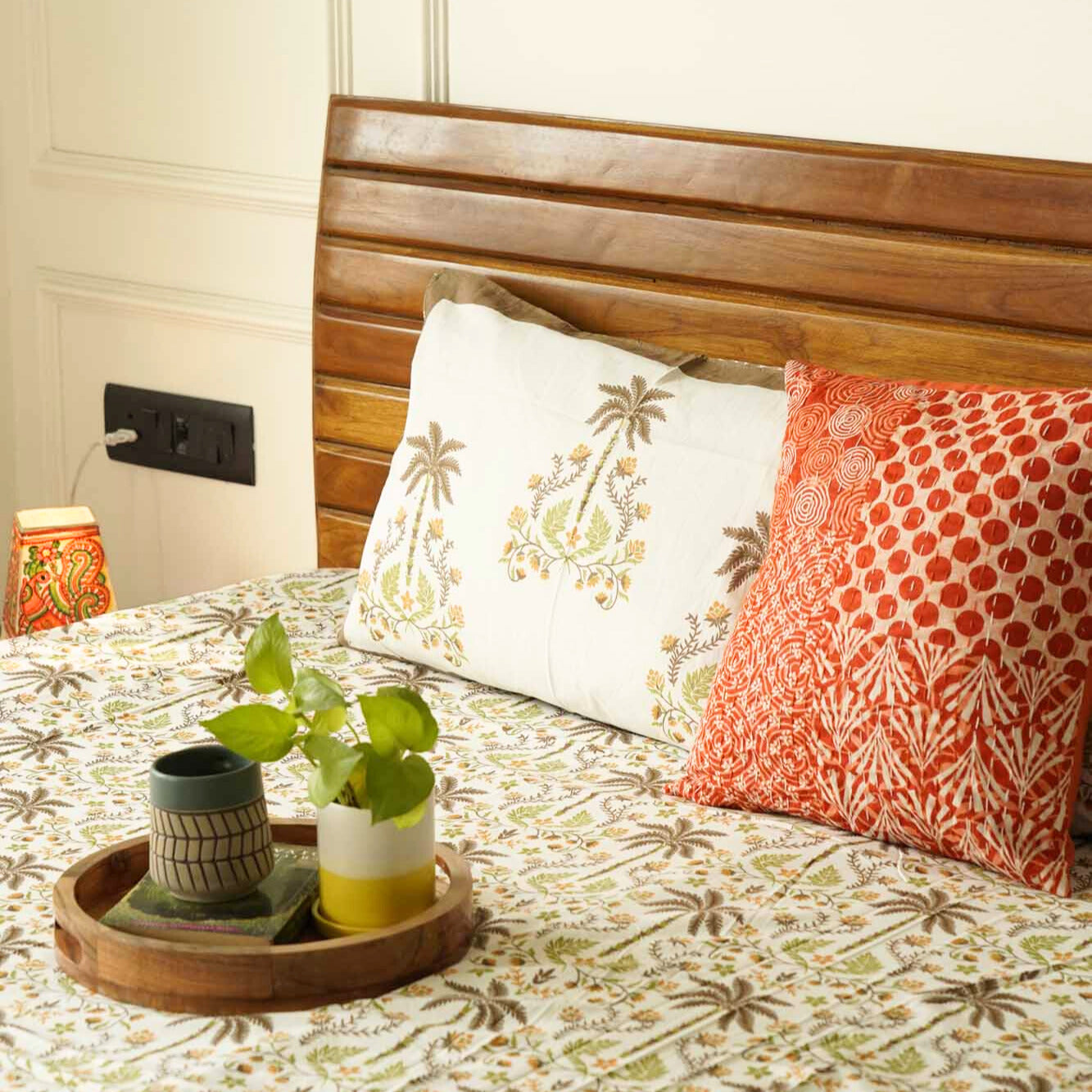 Khajoor - Brown - Flat I Fitted Bedsheet (108x108 Inches)