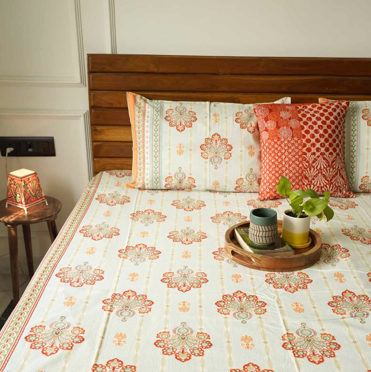 Ashv - Flat I Fitted Bedsheet (108x108 Inches)