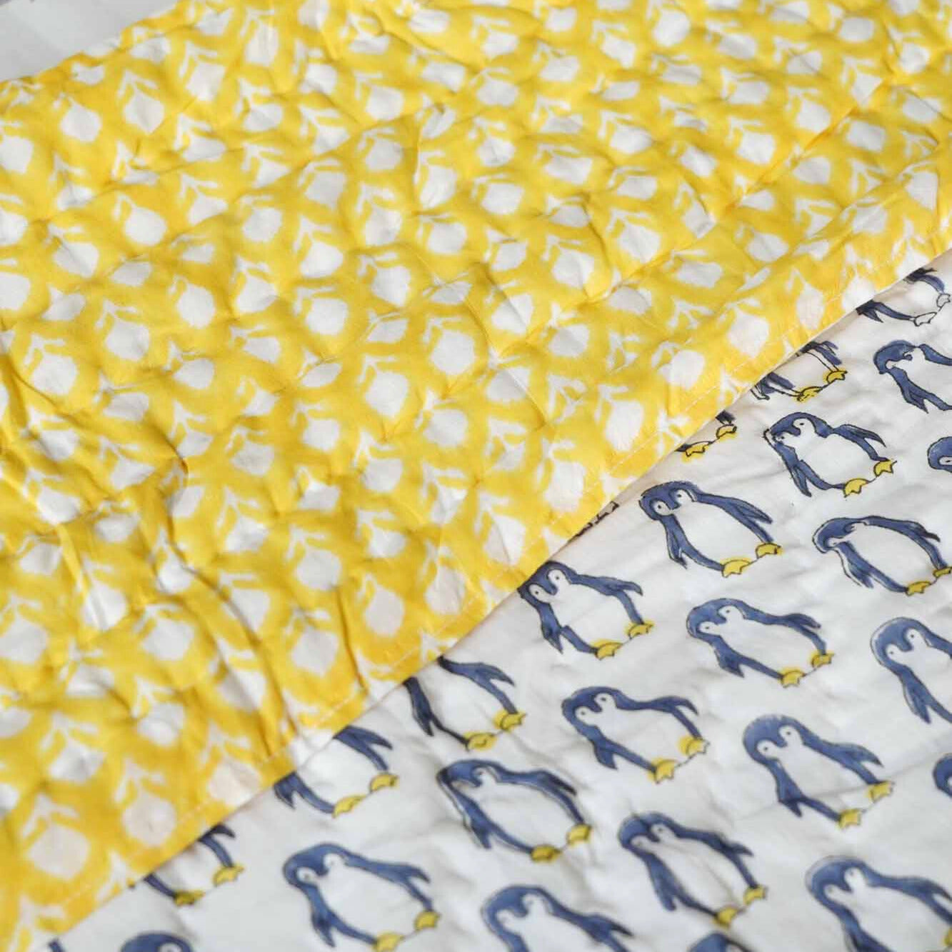 Blue Penguin - Handblock Razai I Quilt