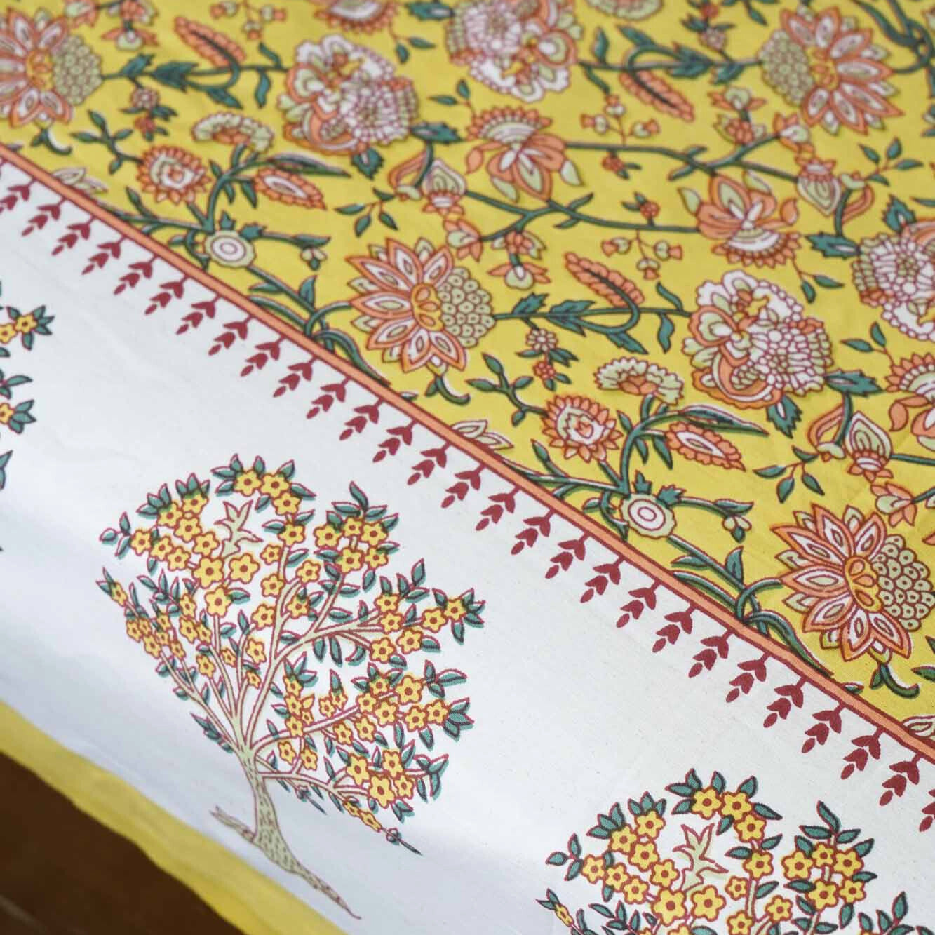 Yellow Parkota - Flat I Fitted Bedsheet (90x108 Inches)