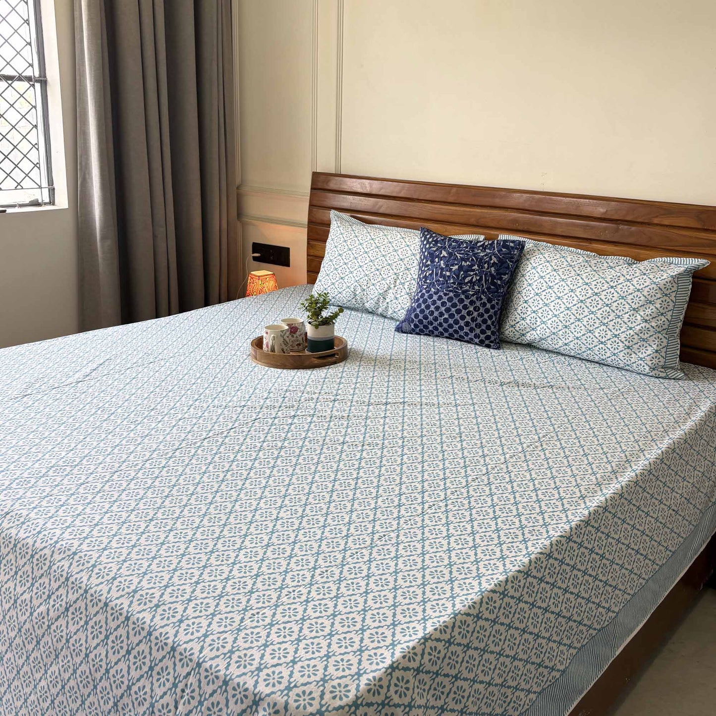 Everyday Classics - Blue - Flat I Fitted Bedsheet (90x108 Inches)