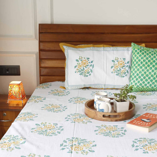 Yellow Rose - Flat I Fitted Bedsheet (100x108 Inches)