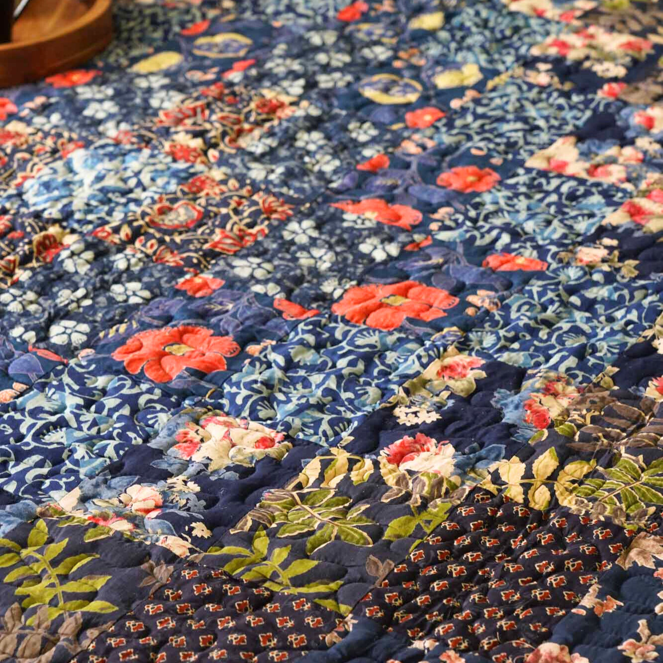 Rangeela - Blue - A Patchwork Reversible Quilted Bedcover I Comforter