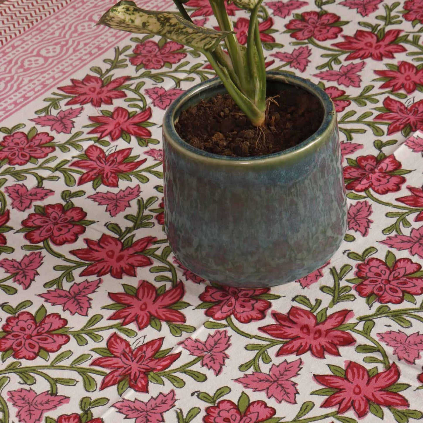Padma Pink Hand Block Printed Center Table Cover