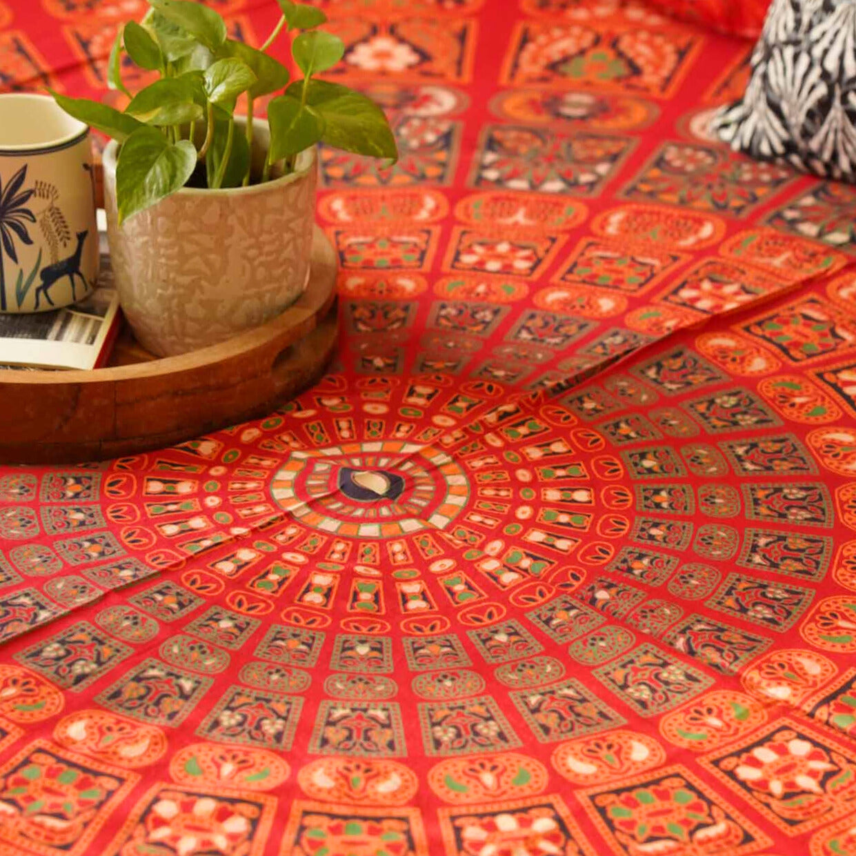 Mandala Red - Single Bed Bedsheet (60x90 Inches)