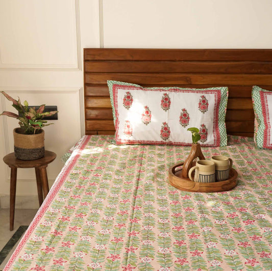 Anarkali - Peach - Flat/Fitted Bedsheet (90x108 Inches)