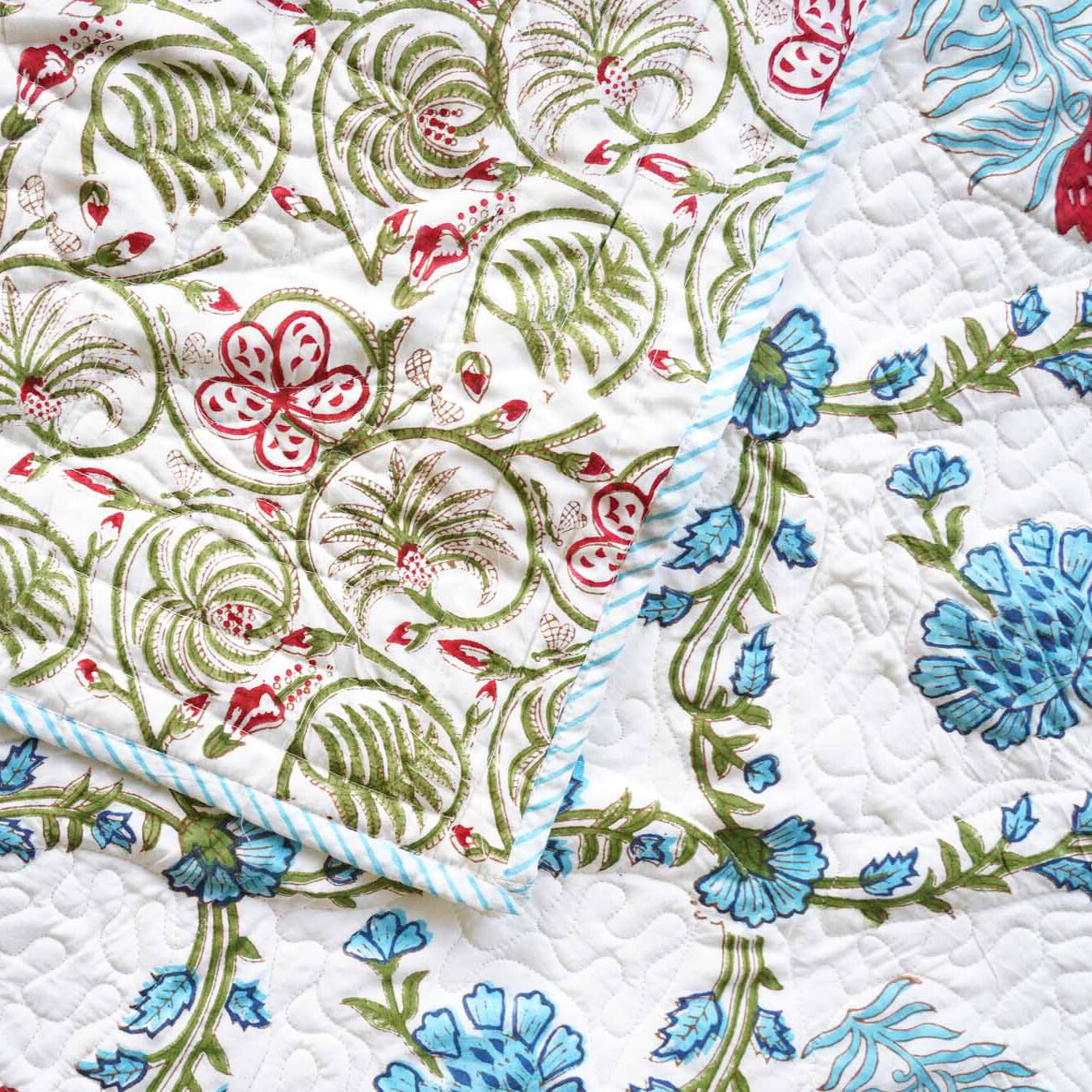 Noor - Quilted and Reversible Handblock Bedcover I Comforter