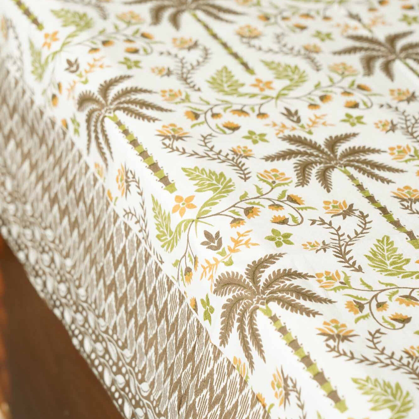 Khajoor - Brown - Flat I Fitted Bedsheet (108x108 Inches)