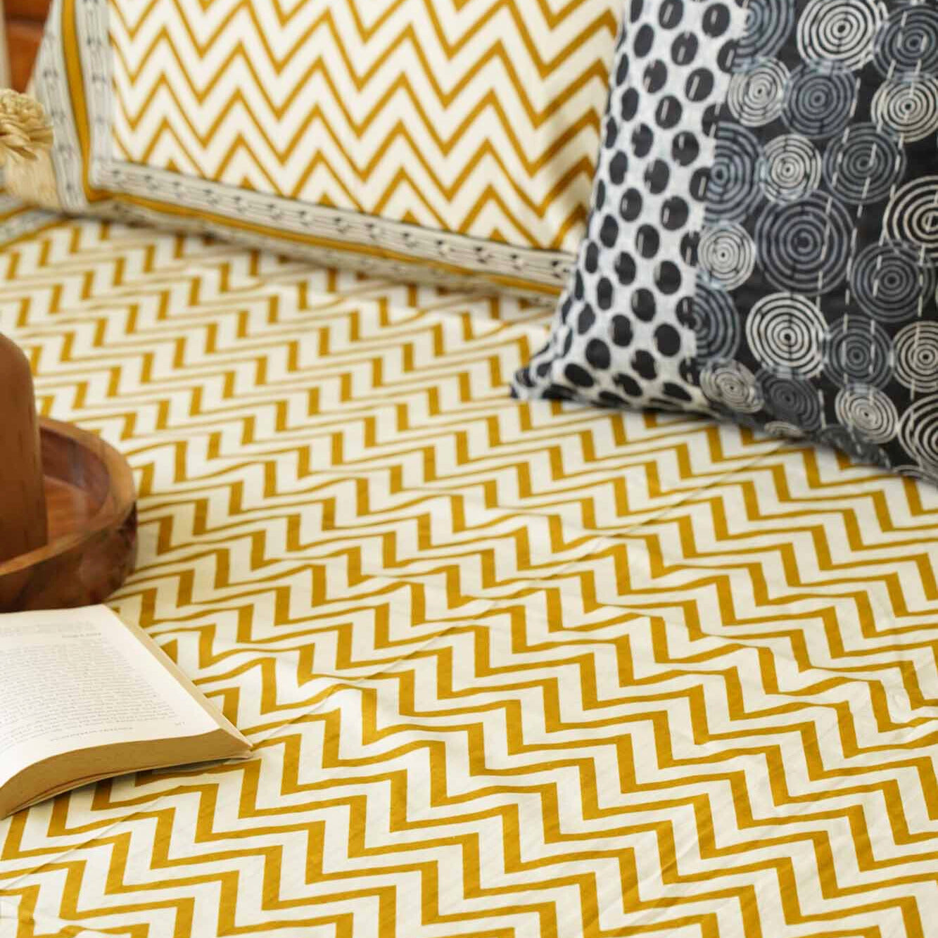 Chevron - Mustard – Flat I Fitted Bedsheet (90x108 Inches)
