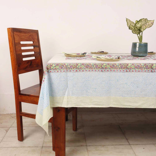 Vamika Hand Block Six seater Dining Table Cover With Napkins