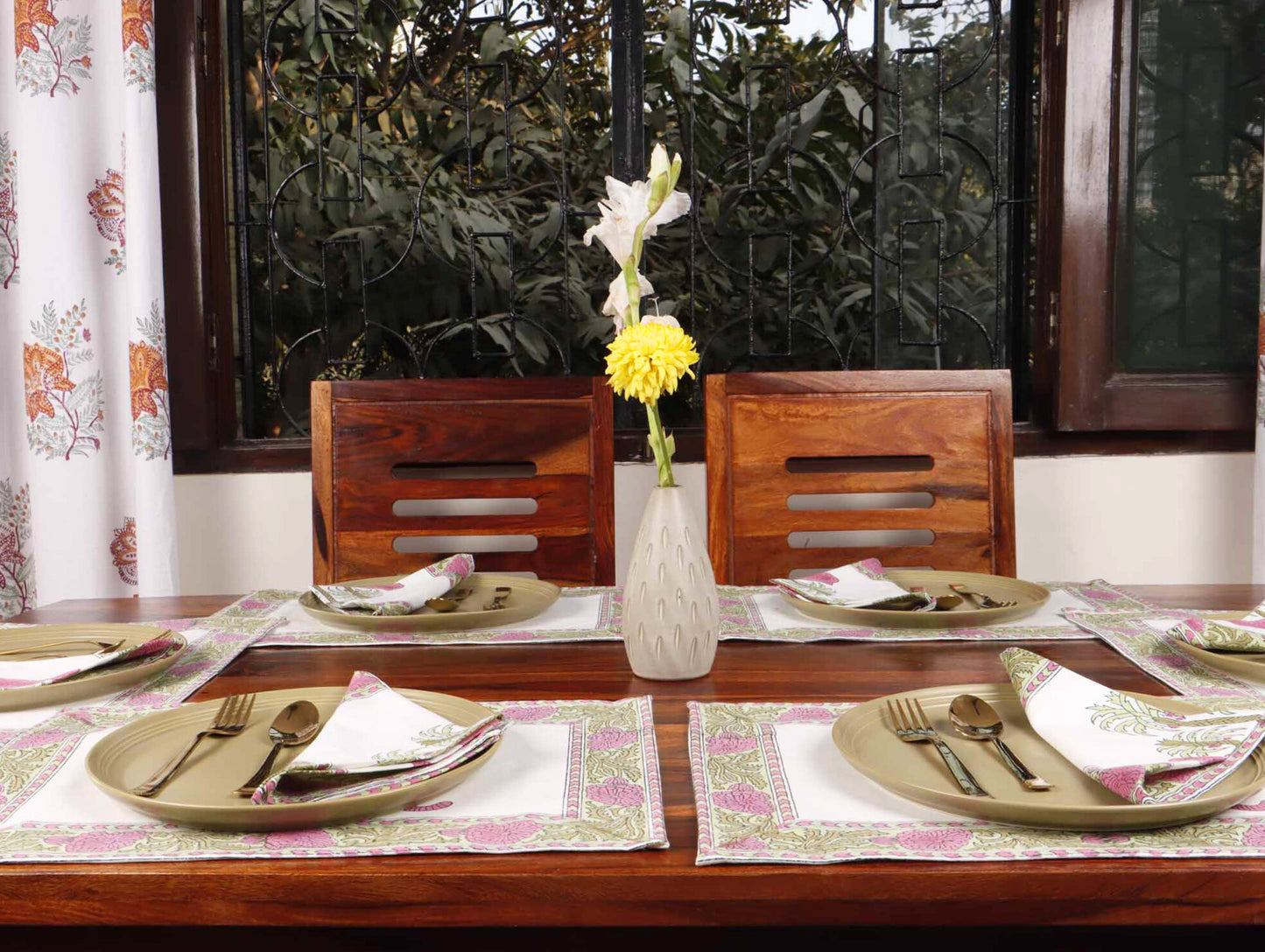 Sherni - Hand Block Table Runner, Table Mats and Napkins