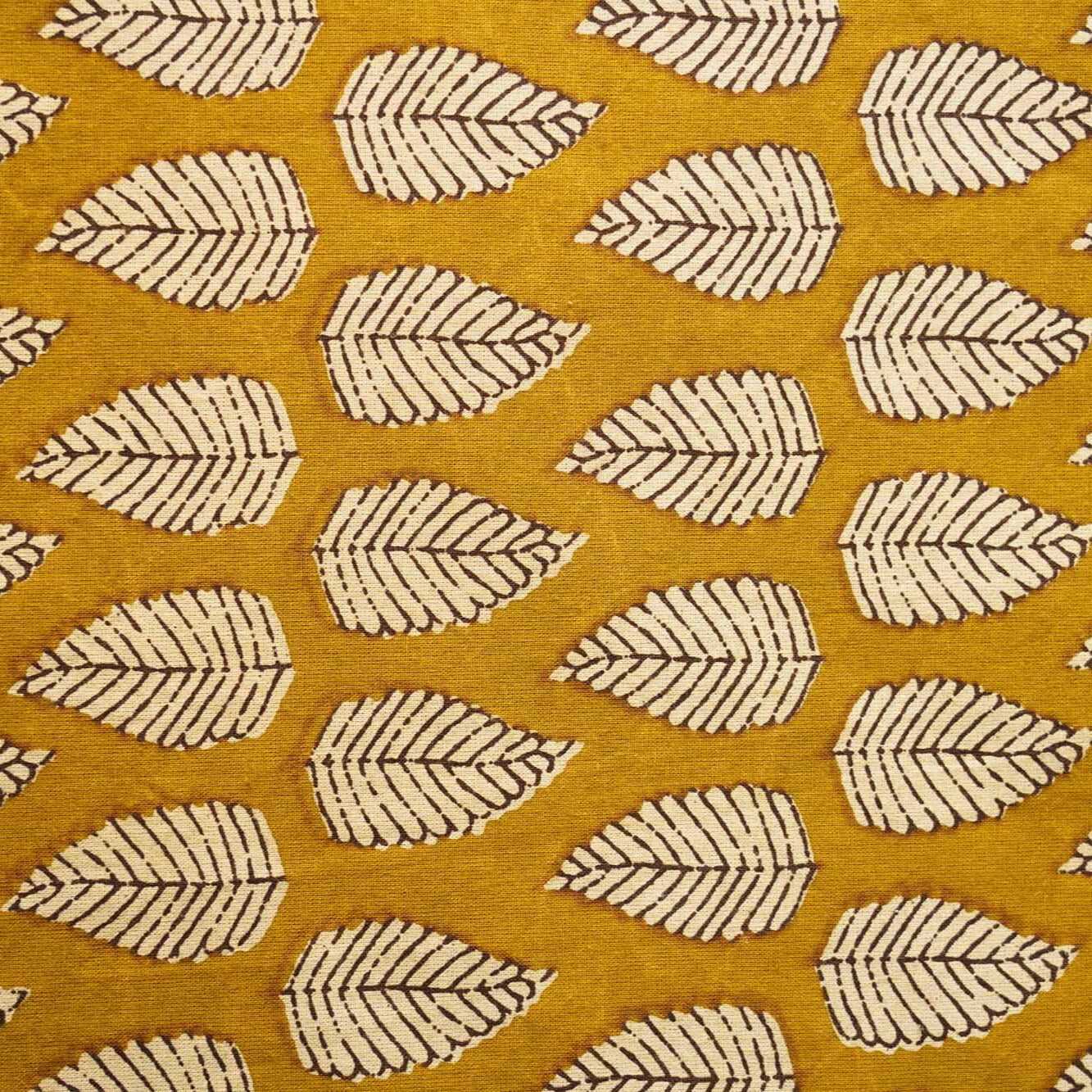 Kalamkari Mustard Leaf - Flat I Fitted Bedsheet (90x108 Inches)