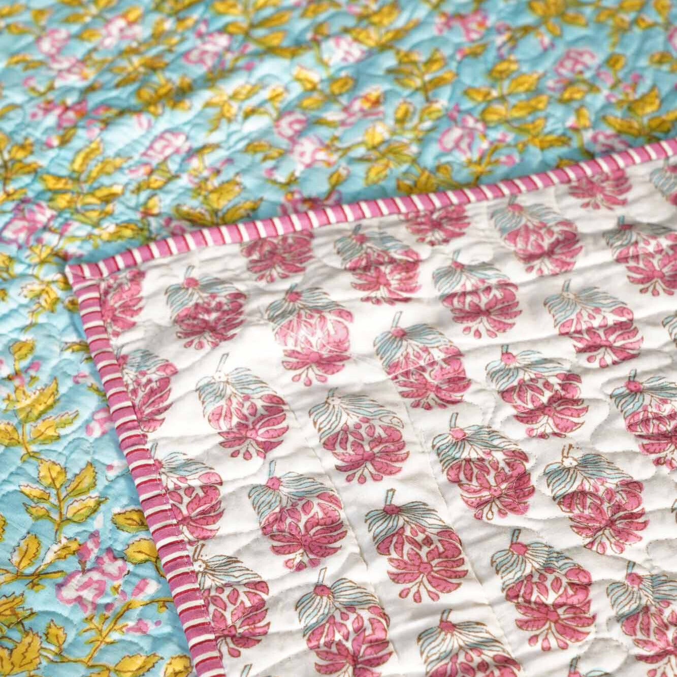 Sadabahaar - Quilted and Reversible Handblock Bedcover I Comforter