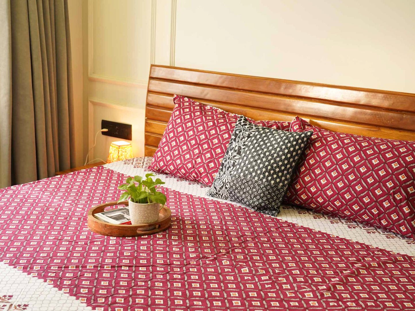 Bageecha - Red - Flat I Fitted Bedsheet (108x108 Inches)