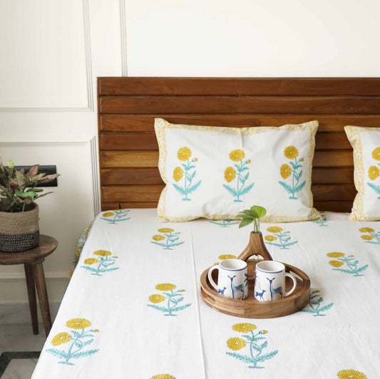 Genda - Handblock Bedsheet (108 x 108 Inches)