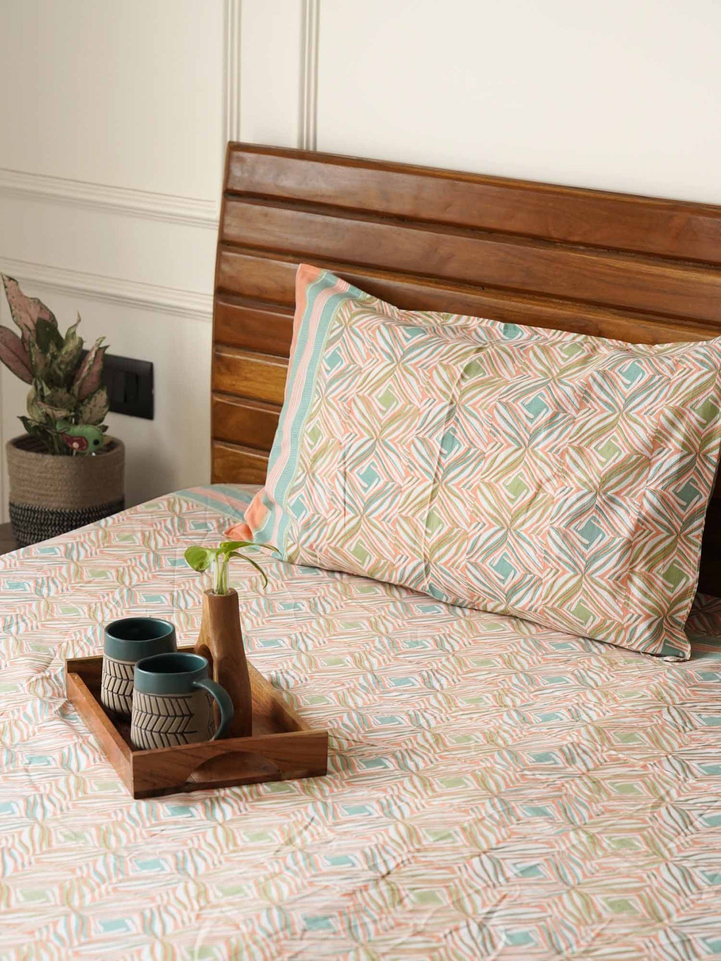 Pastel Geometry - Flat I Fitted Bedsheet (90x108 Inches)