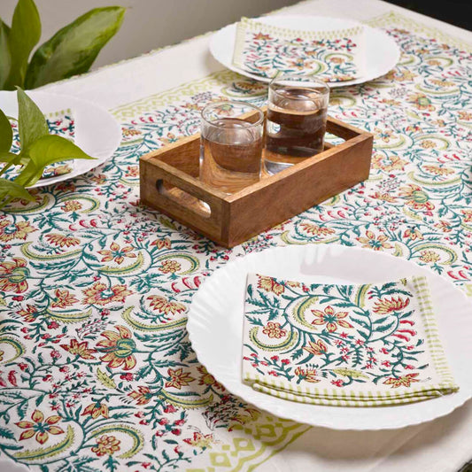 Amaltas - Six seater Dining table cover with  six napkins