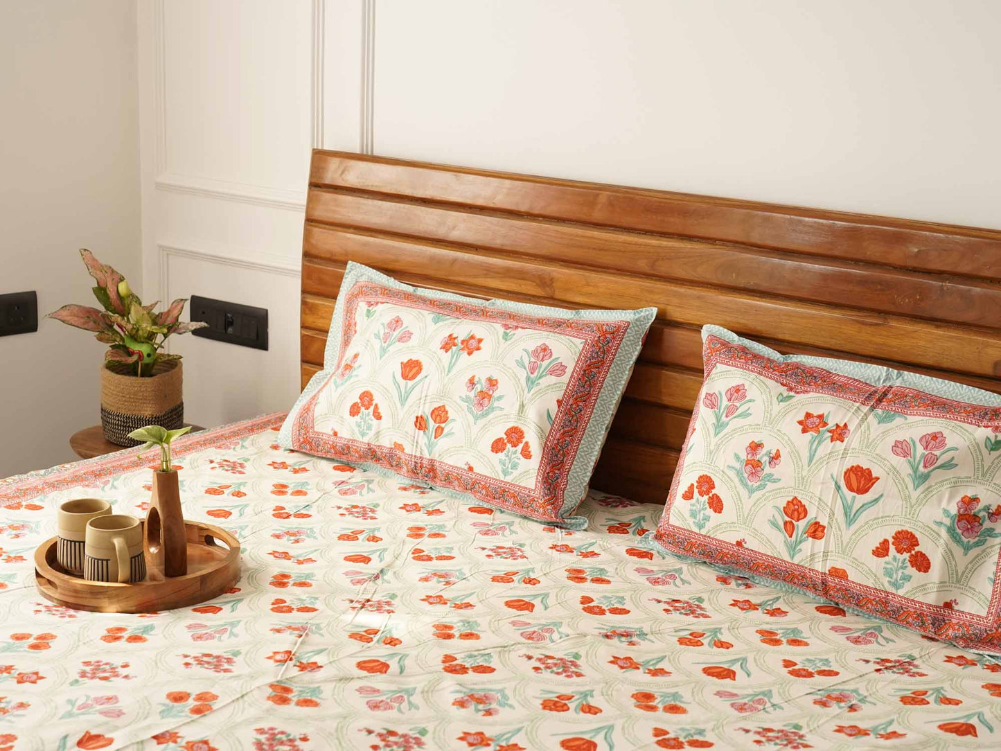 Ambarsariya - Red - Flat I Fitted Bedsheet (90x108 Inches)
