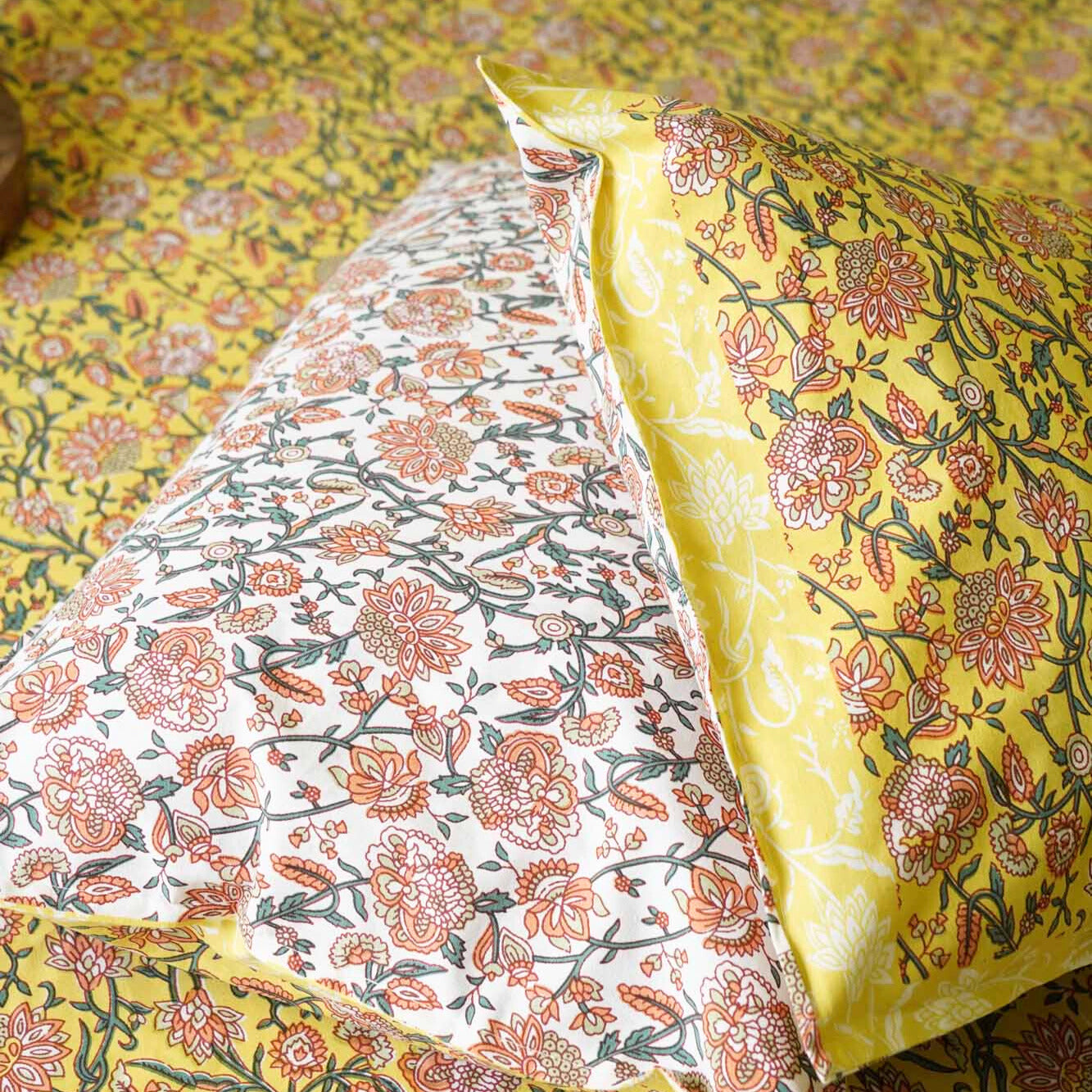 Yellow Parkota - Flat I Fitted Bedsheet (90x108 Inches)