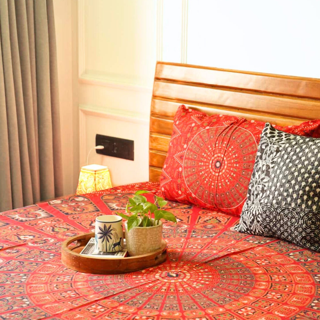 Mandala Red - Single Bed Bedsheet (60x90 Inches)