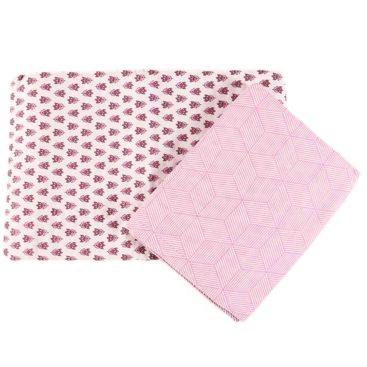 Pair of Single Bed Reversible Mul Dohar - Orchid Pink