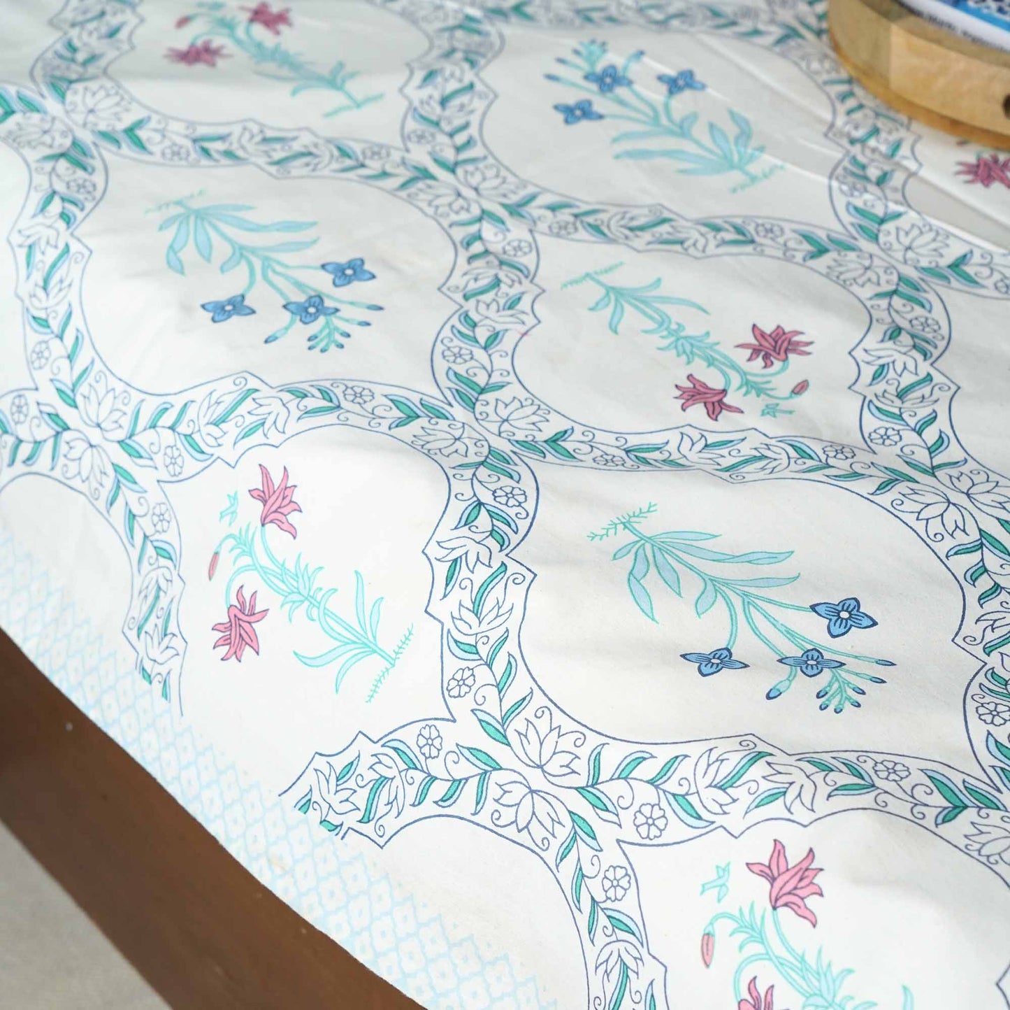 Roshanara - Blue – Double bed bedsheet(90x108 Inches)
