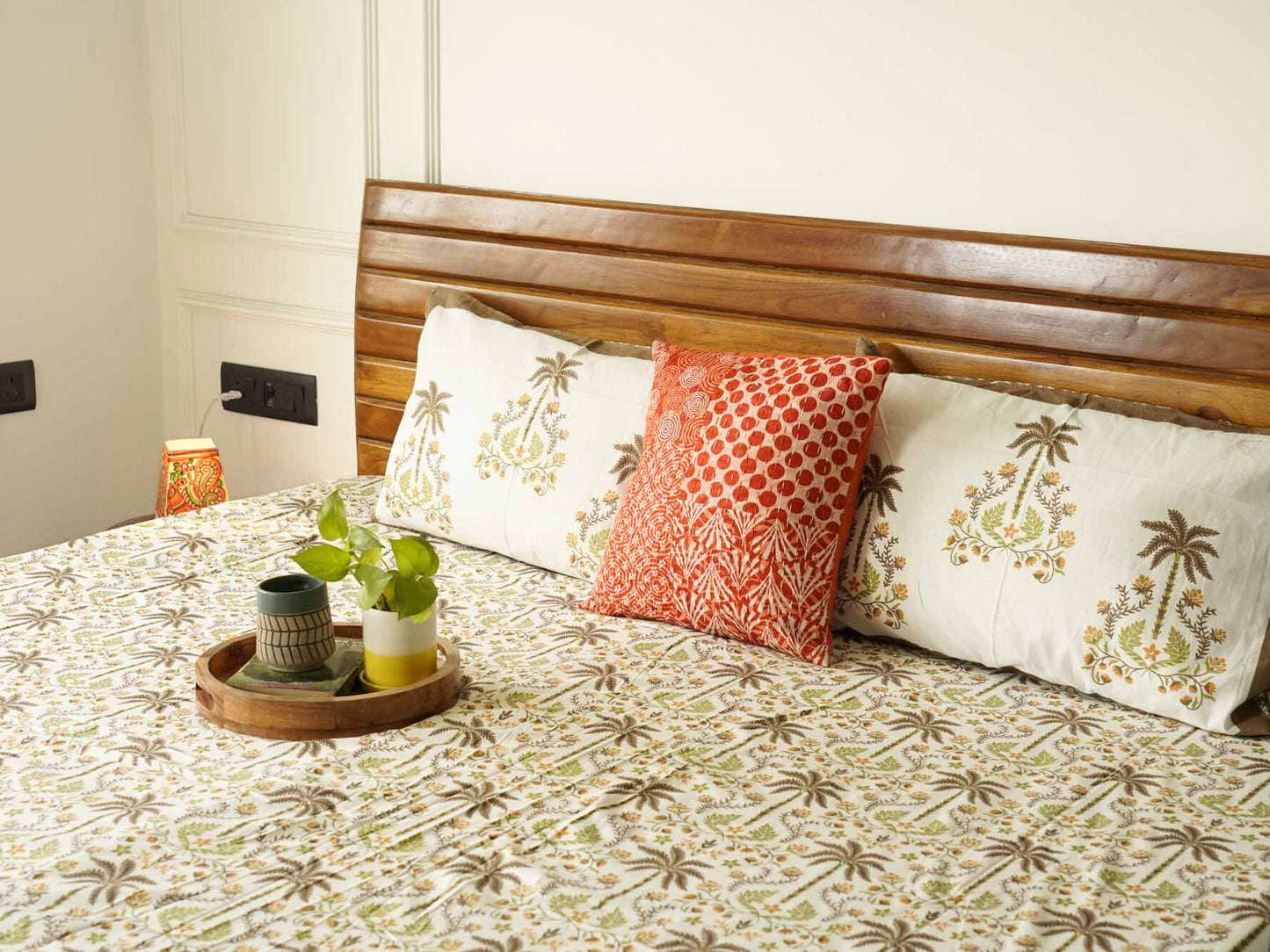 Khajoor - Brown - Flat I Fitted Bedsheet (108x108 Inches)