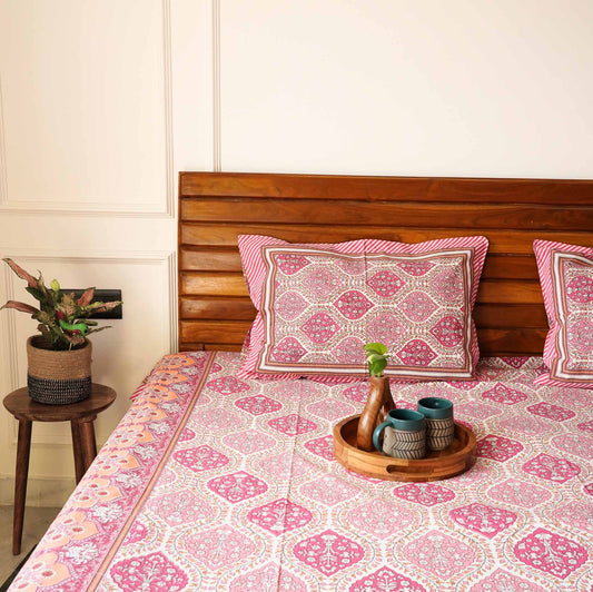 Parineeta Pink – Flat I Fitted Bedsheet (90x108 Inches)