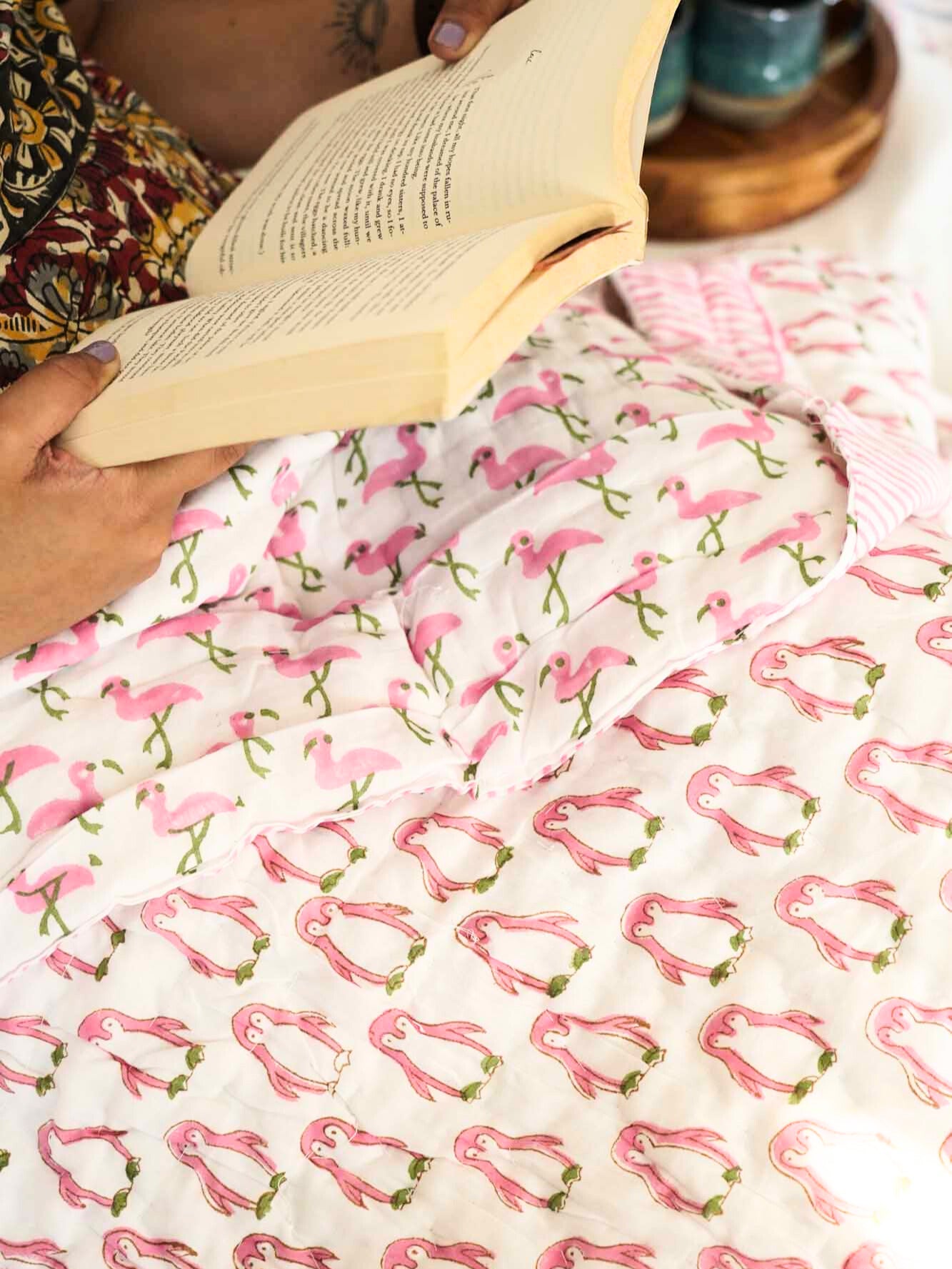 Pink Penguin -  Handblock Razai I Quilt