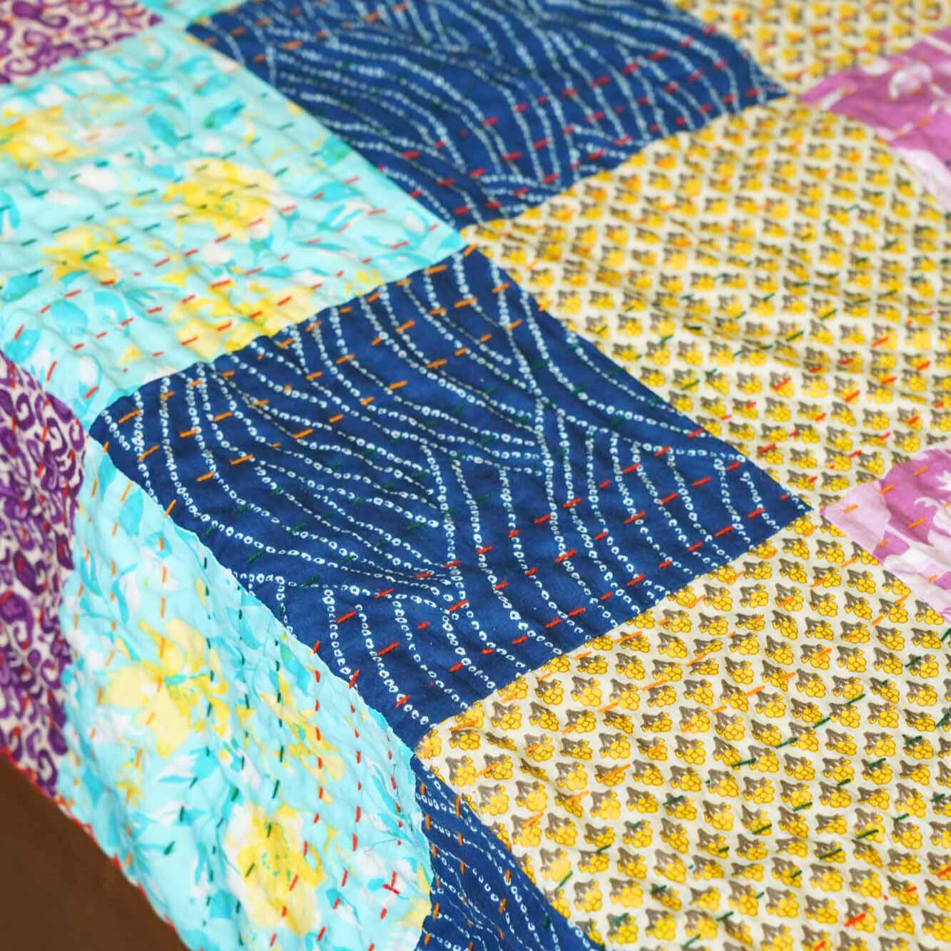 Rangeela -  Patchwork Kantha Stitch Bedcover