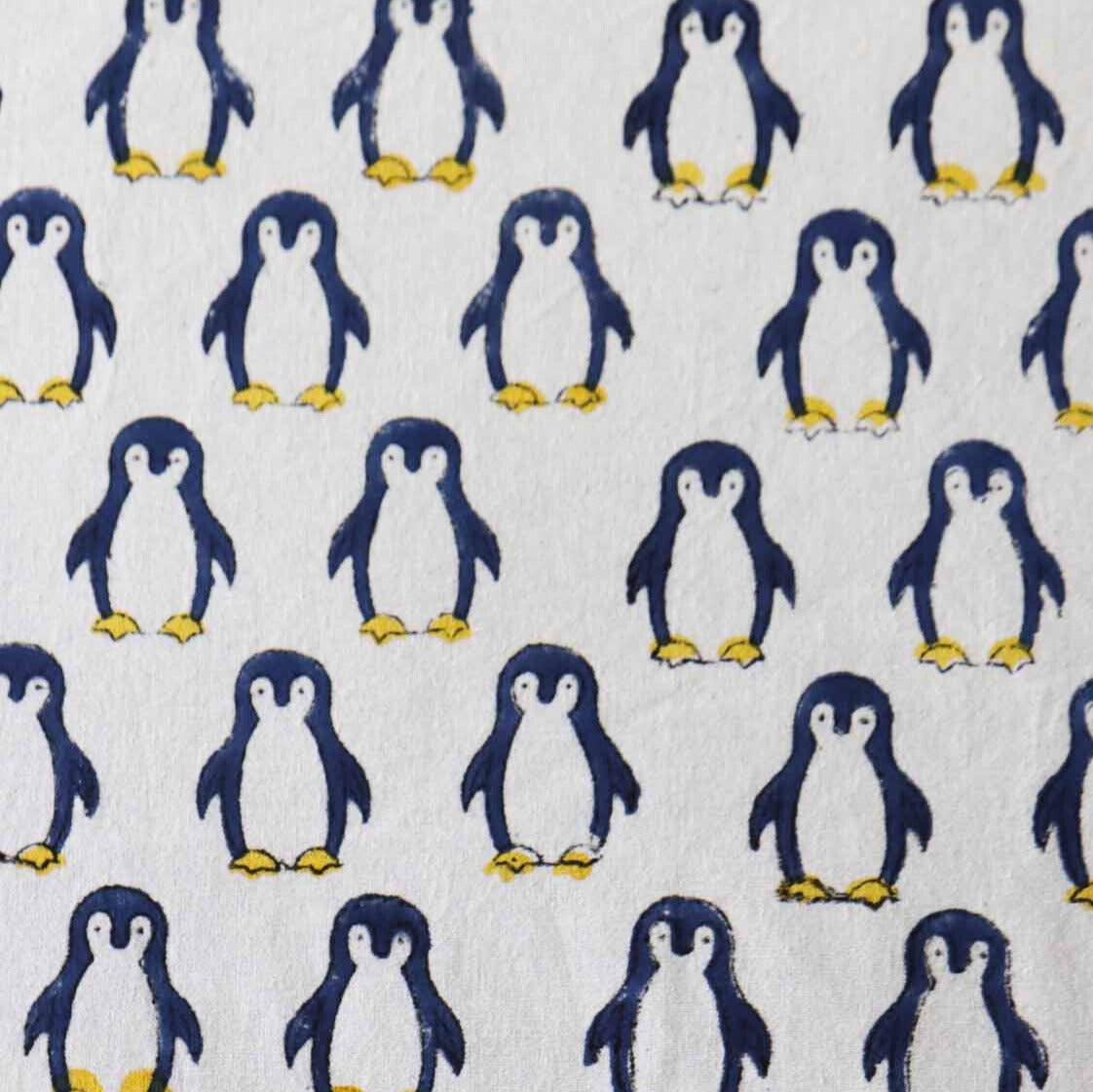 Blue Penguin - Handblock Bedsheet (90x108 Inches)