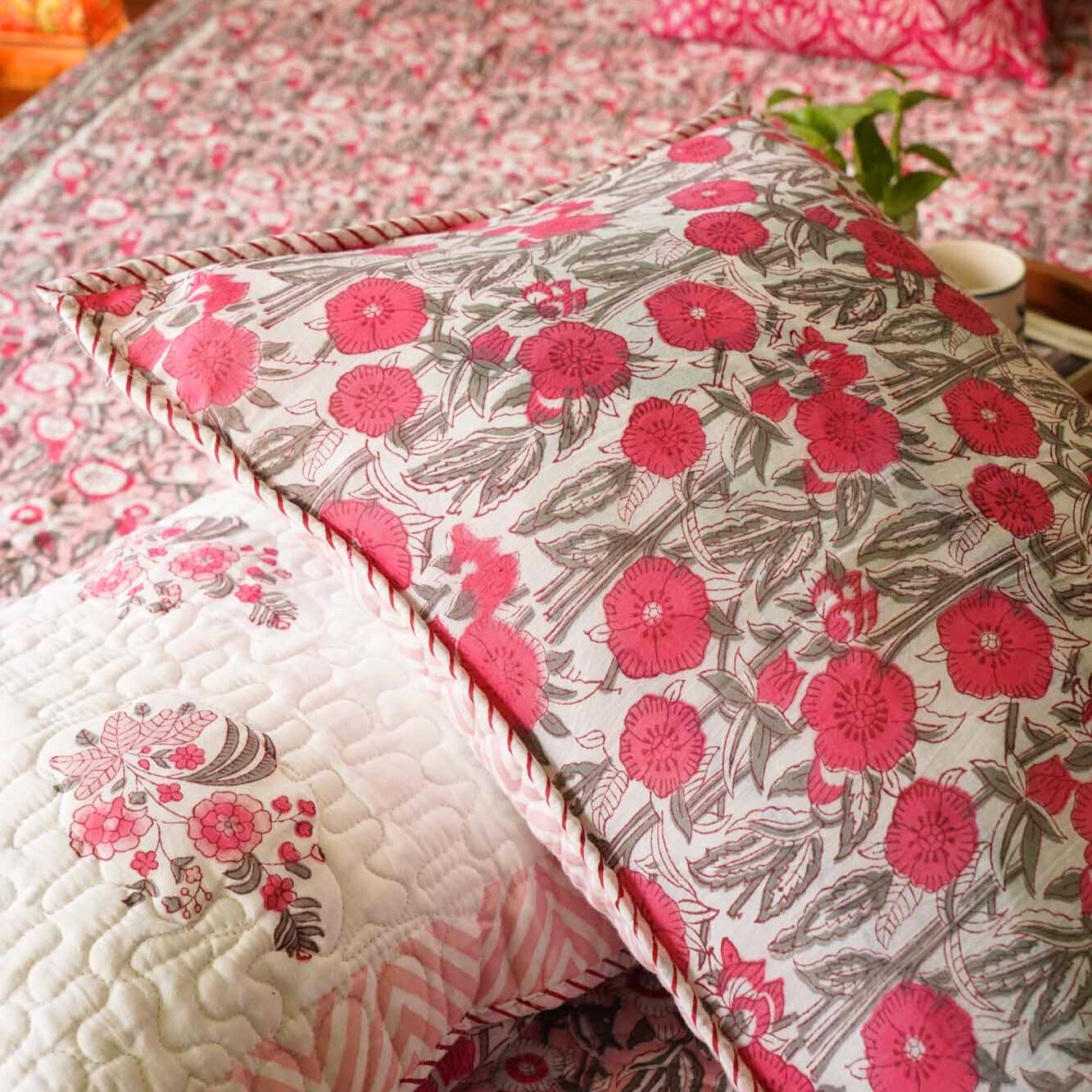 Mallika - Quilted and Reversible Handblock Bedcover I Comforter