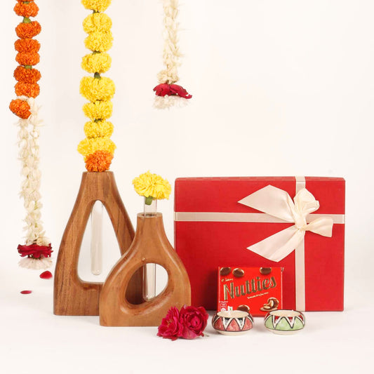 Diwali Gift Set - Acacia Wood Vases