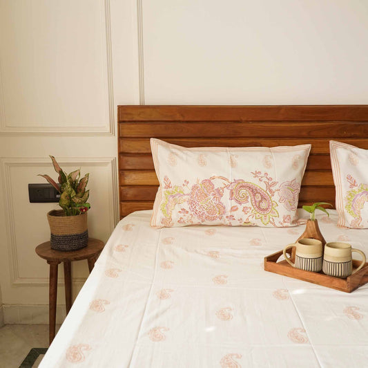 Jaal Peach - Bedsheet (120x120 Inches)