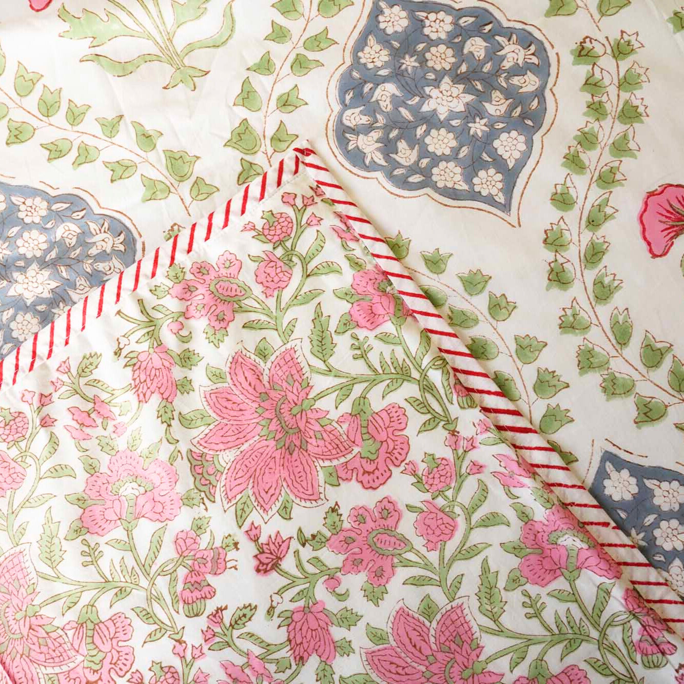 Double Bed Hand Block Print Mul Dohar – Mughal Garden