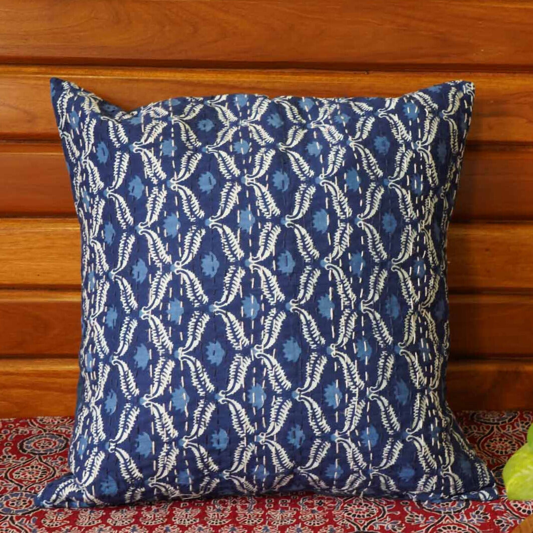 Nandani - Indigo Kantha Stitch Cushion Cover