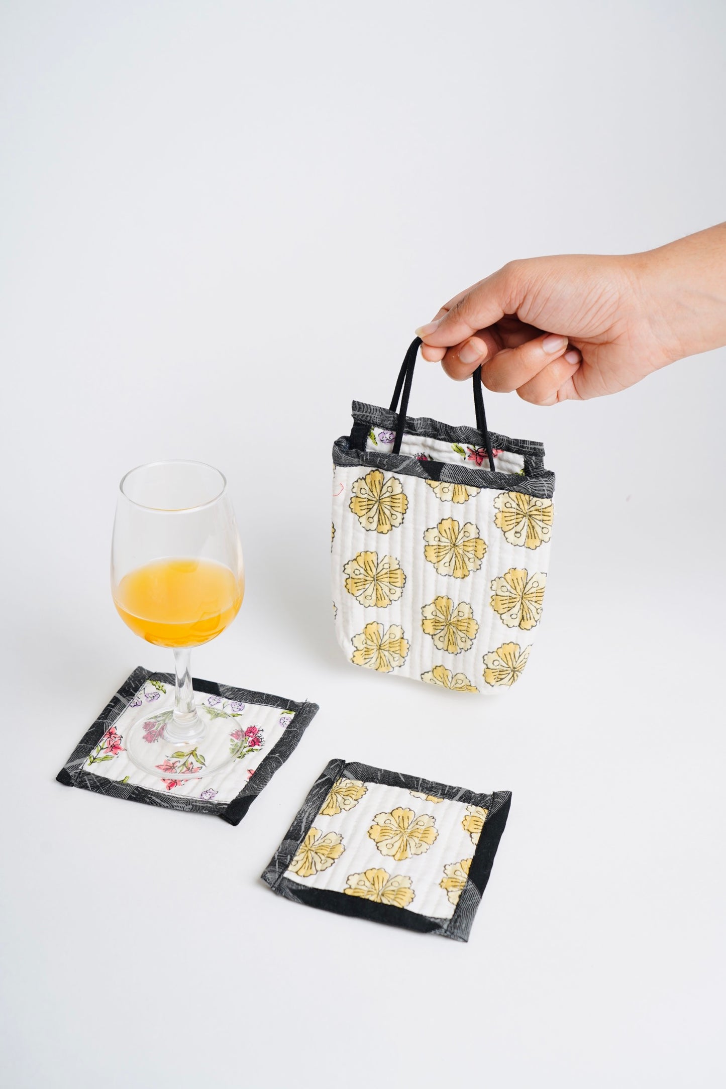 Zero Waste Fabric Coasters - Set of 6 with Pouch