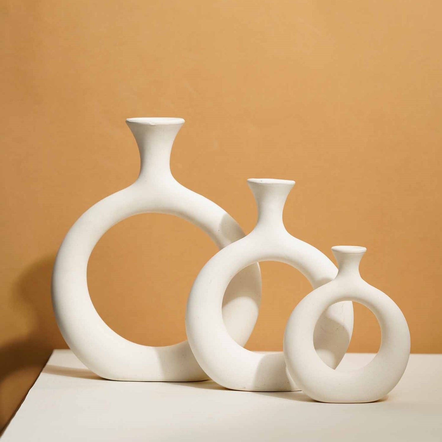 Premium Matte Minimal Little Donut Vases - Set of 3