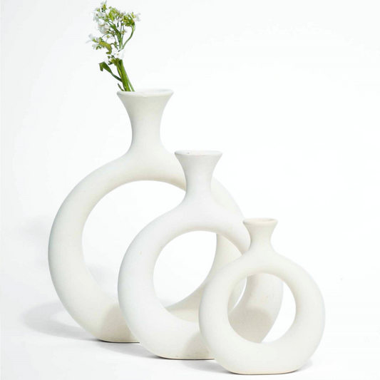 Premium Matte Minimal Little Donut Vases - Set of 3