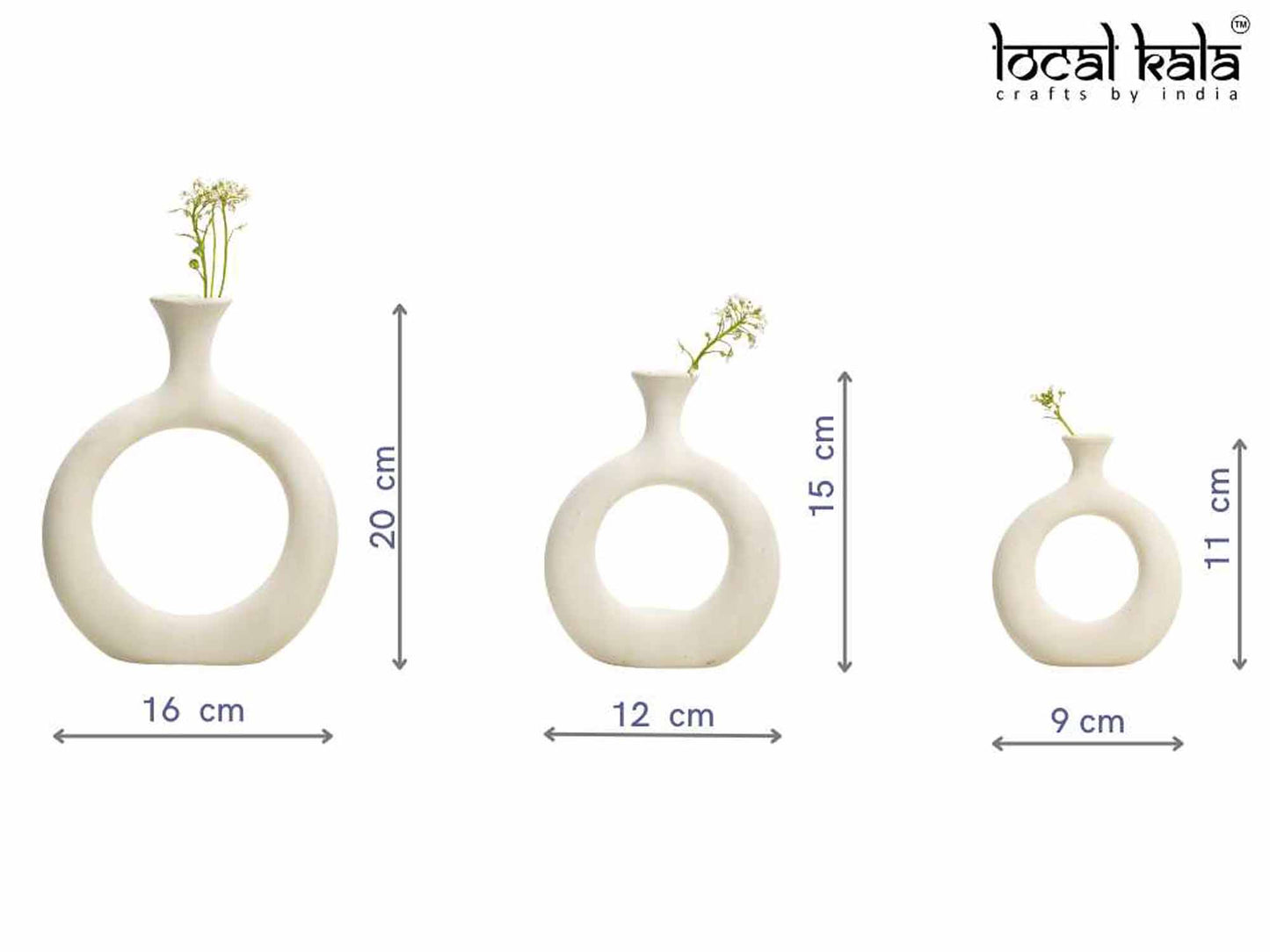 Premium Matte Minimal Little Donut Vases - Set of 3