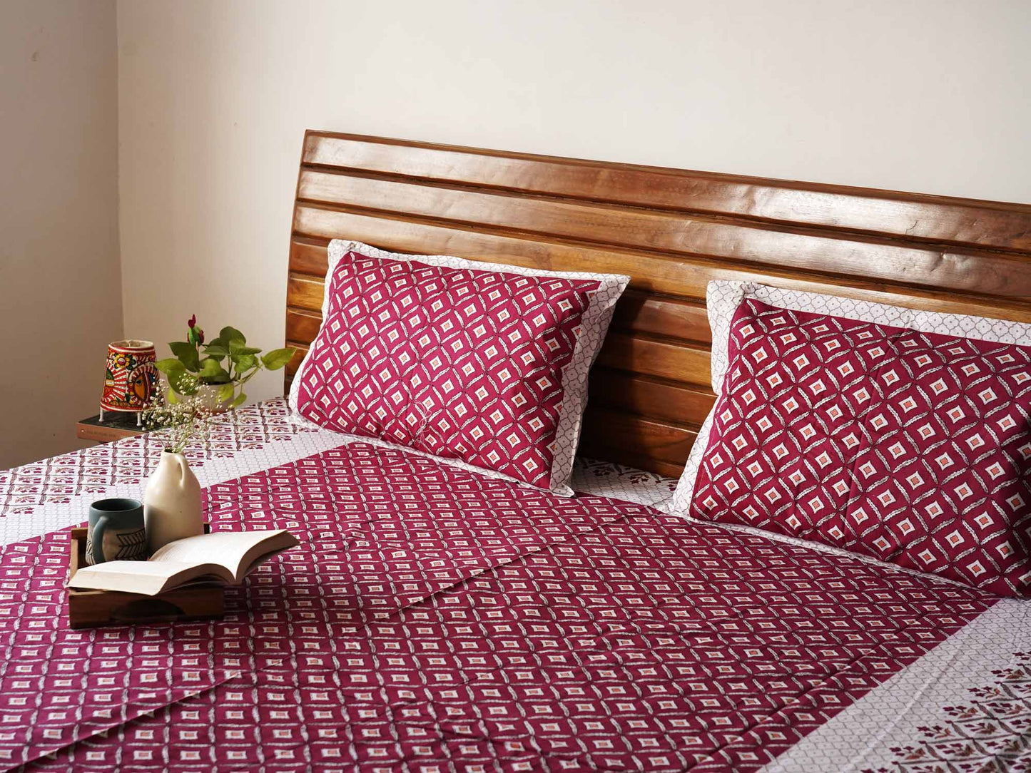 Basant – Red - Flat I Fitted Bedsheet (90x108 Inches)