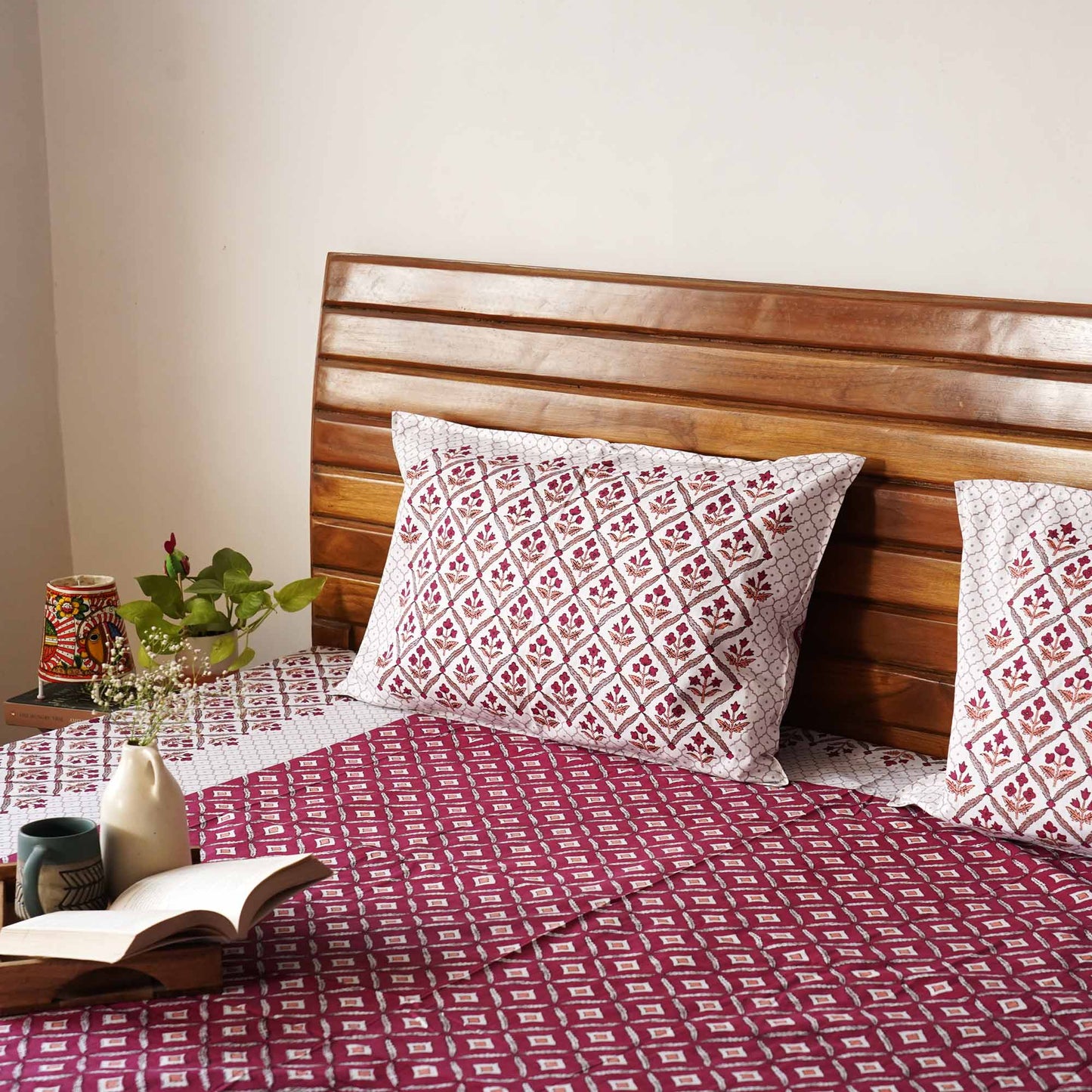 Basant – Red - Flat I Fitted Bedsheet (90x108 Inches)