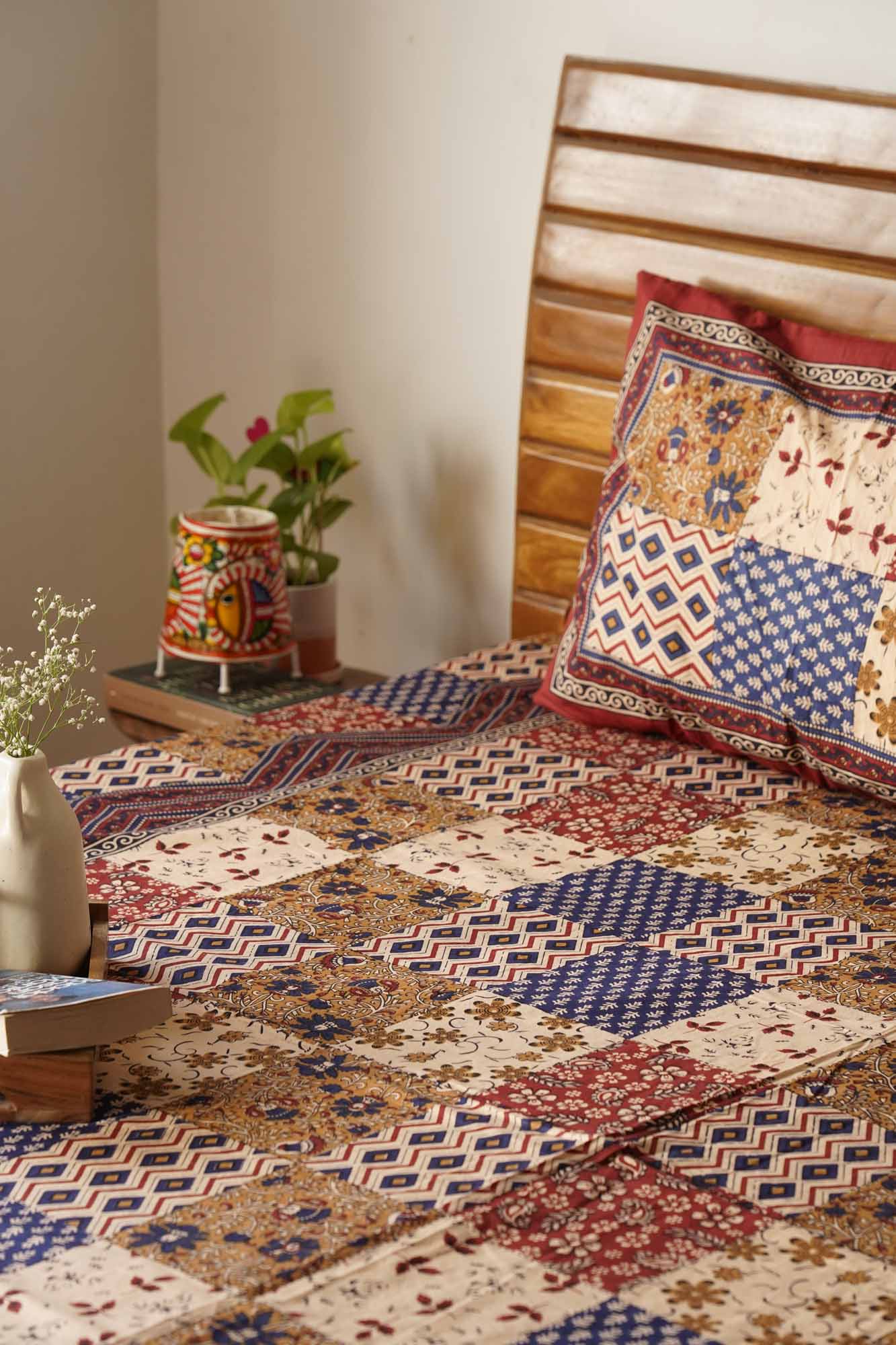 Kalamkari – Patchwork - Flat/Fitted Bedsheet (90x108 Inches)