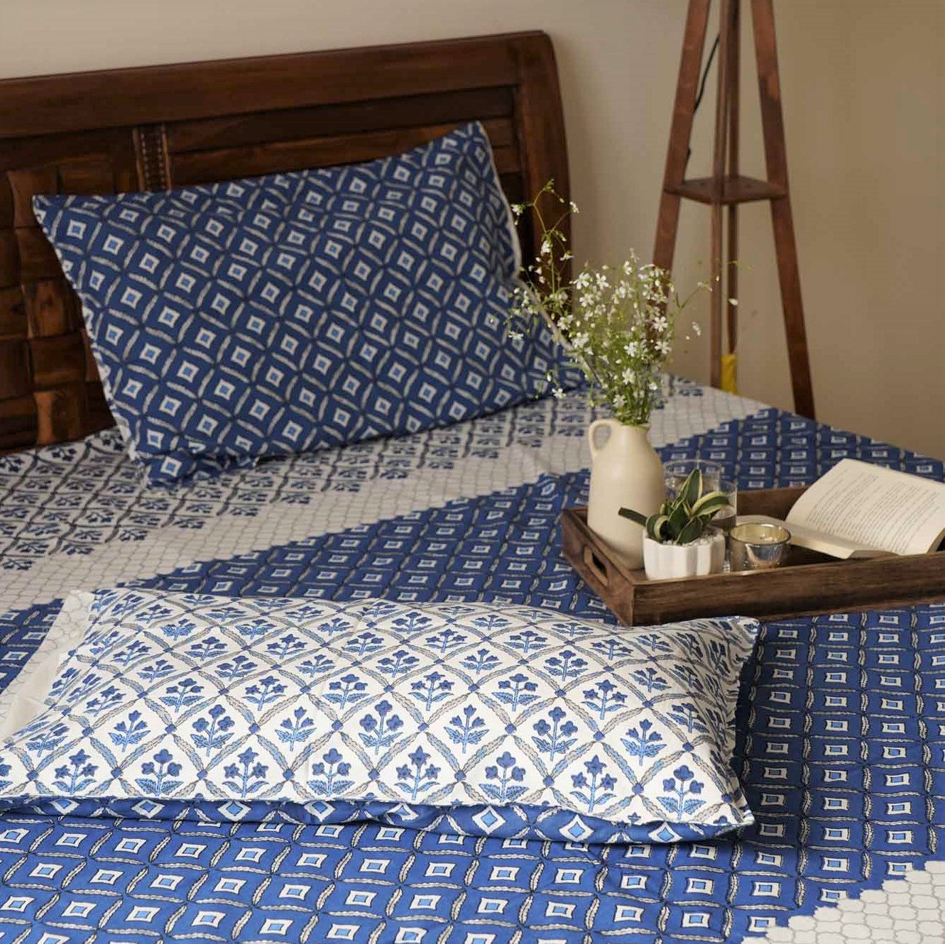 Bageecha - Blue - Flat I Fitted Bedsheet (108x108 Inches)